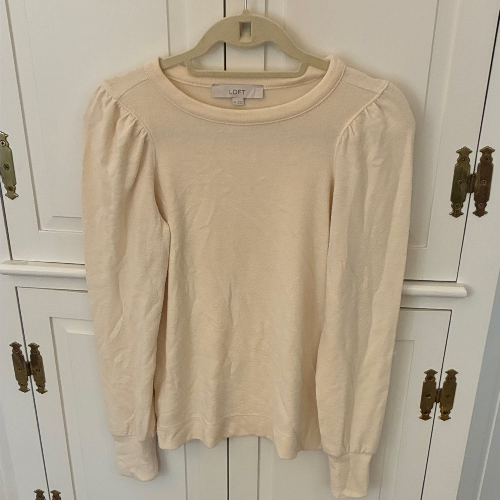 LOFT Soft Cream Long Sleeve Blouse